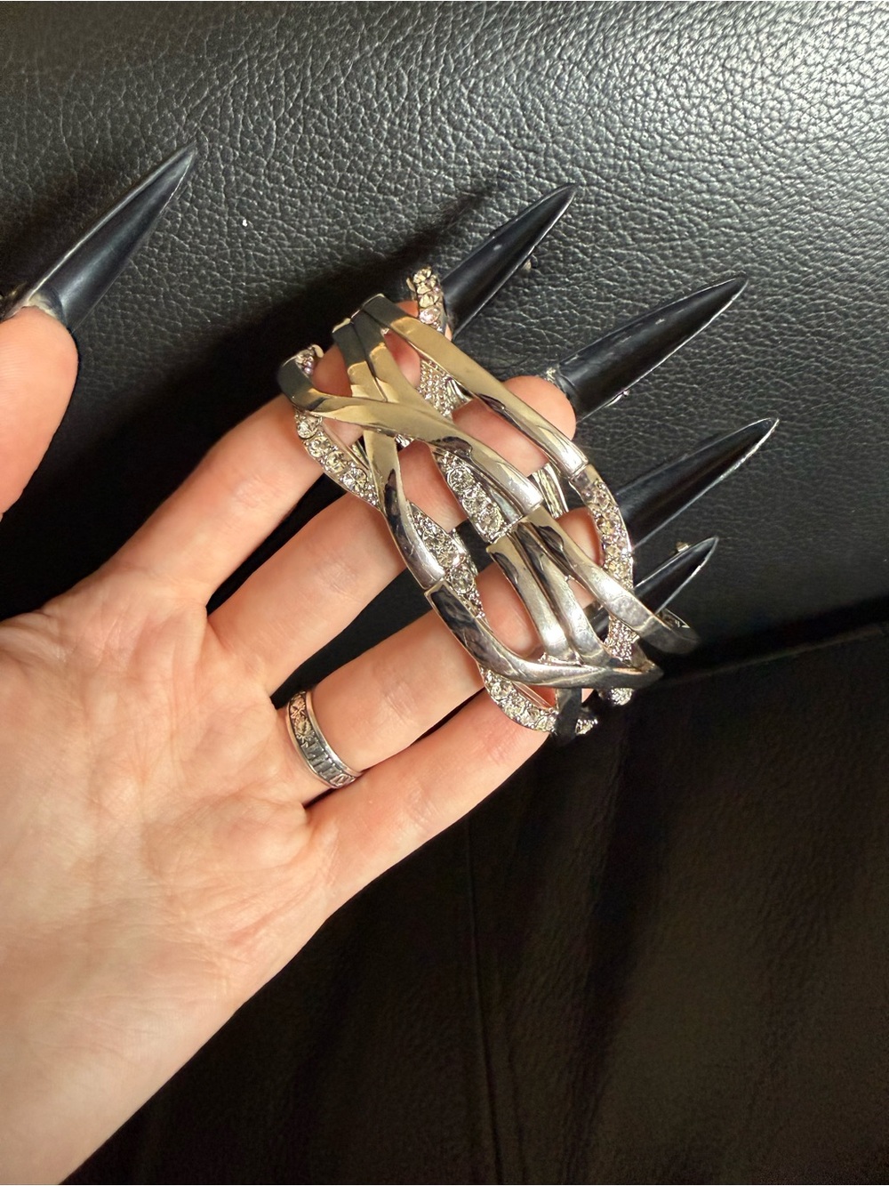 Silver Crystal Woven Statement Bracelet - Women's Jewelry
